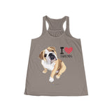 I Heart Bulldog Flowy Tank