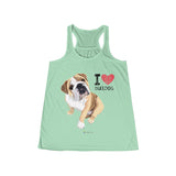 I Heart Bulldog Flowy Tank